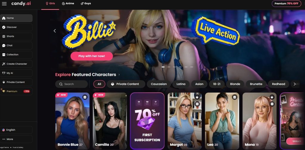 Candy AI Featured Characters