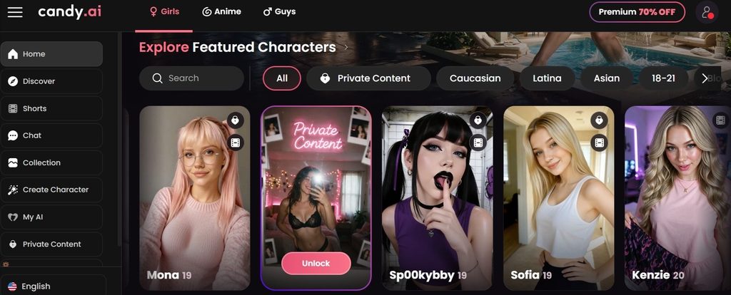 Explore Candy AI Featured Characters