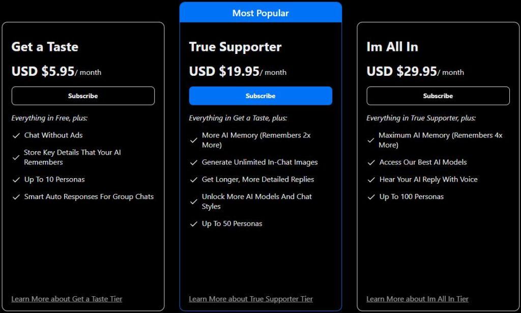 SpicyChat AI Pricing and Plans